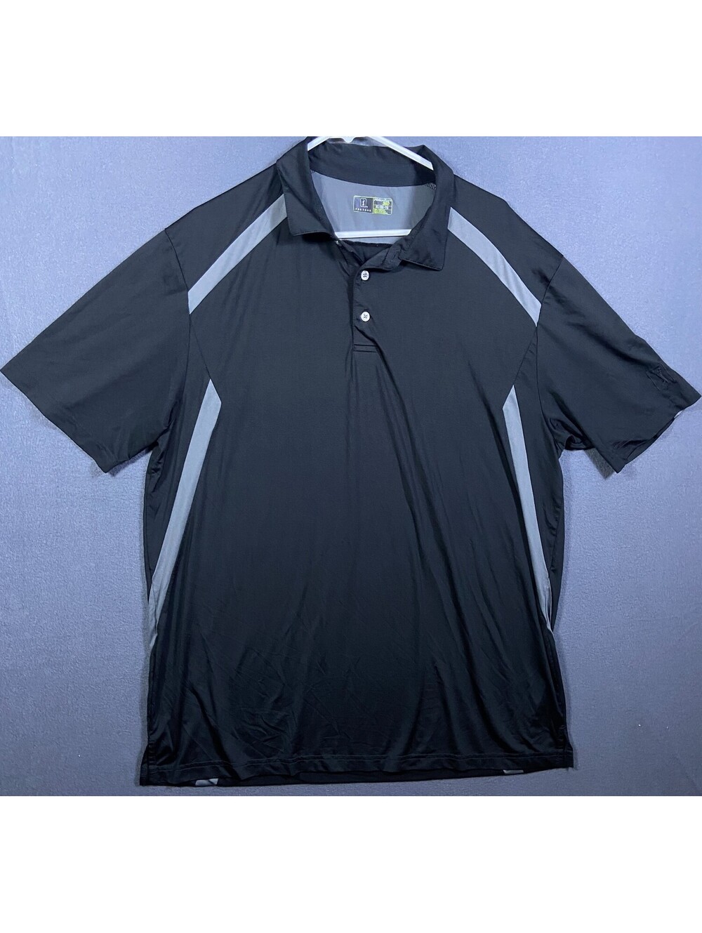PGA Tour Shirt Mens Large XL Black Polo Golf Motionflux 360 Lightweight Active